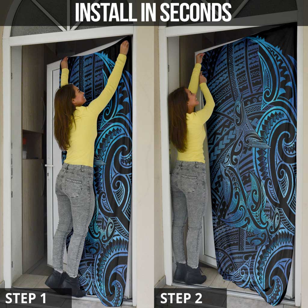 New Zealand Hammerhead Shark Door Cover Maori Haehae Mangopare Galaxy - Aussie Hoodie