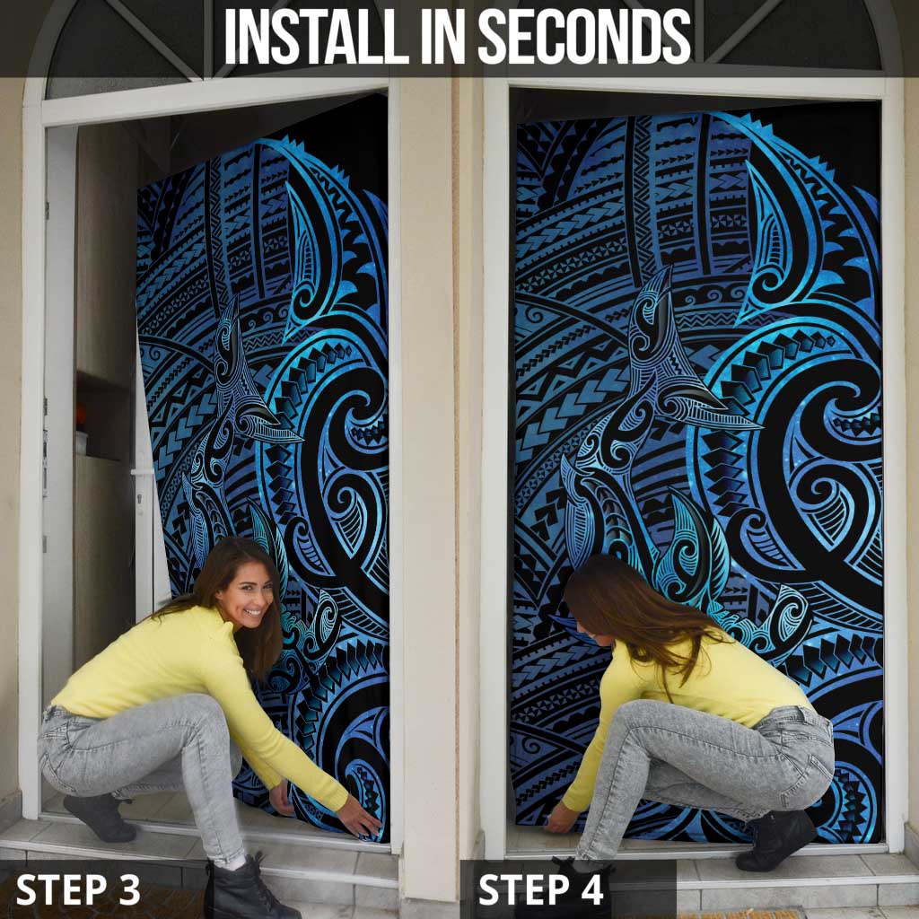 New Zealand Hammerhead Shark Door Cover Maori Haehae Mangopare Galaxy - Aussie Hoodie