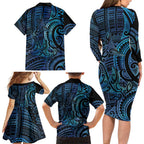 New Zealand Hammerhead Shark Family Matching Long Sleeve Bodycon Dress and Hawaiian Shirt Maori Haehae Mangopare Galaxy - Aussie Hoodie