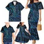 New Zealand Hammerhead Shark Family Matching Mermaid Dress and Hawaiian Shirt Maori Haehae Mangopare Galaxy - Aussie Hoodie