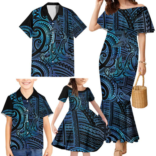 New Zealand Hammerhead Shark Family Matching Mermaid Dress and Hawaiian Shirt Maori Haehae Mangopare Galaxy - Aussie Hoodie