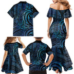 New Zealand Hammerhead Shark Family Matching Mermaid Dress and Hawaiian Shirt Maori Haehae Mangopare Galaxy - Aussie Hoodie