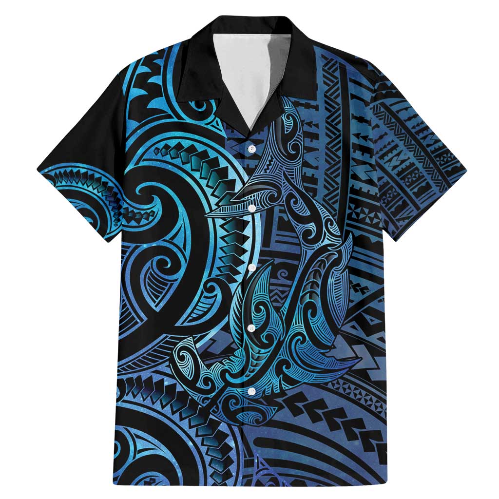 New Zealand Hammerhead Shark Family Matching Mermaid Dress and Hawaiian Shirt Maori Haehae Mangopare Galaxy - Aussie Hoodie
