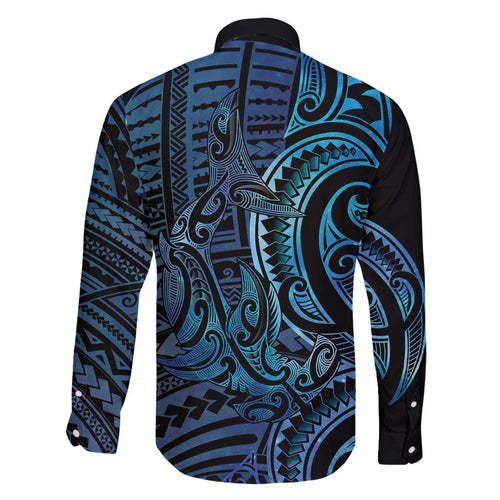 New Zealand Hammerhead Shark Family Matching Off The Shoulder Long Sleeve Dress and Hawaiian Shirt Maori Haehae Mangopare Galaxy - Aussie Hoodie