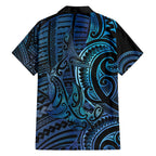 New Zealand Hammerhead Shark Family Matching Off Shoulder Maxi Dress and Hawaiian Shirt Maori Haehae Mangopare Galaxy - Aussie Hoodie