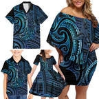 New Zealand Hammerhead Shark Family Matching Off Shoulder Short Dress and Hawaiian Shirt Maori Haehae Mangopare Galaxy - Aussie Hoodie