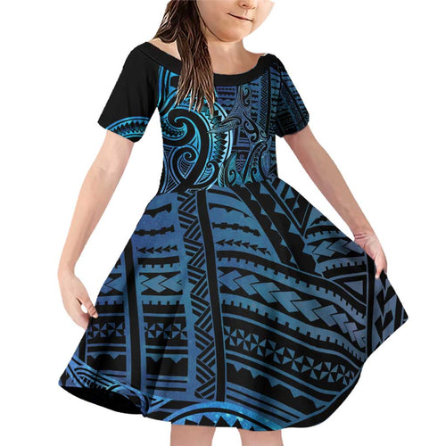 New Zealand Hammerhead Shark Family Matching Off Shoulder Short Dress and Hawaiian Shirt Maori Haehae Mangopare Galaxy - Aussie Hoodie