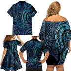 New Zealand Hammerhead Shark Family Matching Off Shoulder Short Dress and Hawaiian Shirt Maori Haehae Mangopare Galaxy - Aussie Hoodie