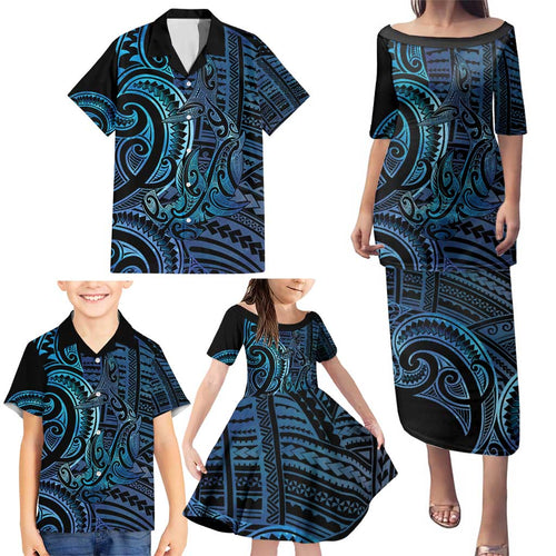 New Zealand Hammerhead Shark Family Matching Puletasi and Hawaiian Shirt Maori Haehae Mangopare Galaxy - Aussie Hoodie