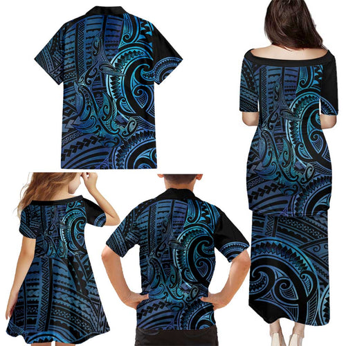 New Zealand Hammerhead Shark Family Matching Puletasi and Hawaiian Shirt Maori Haehae Mangopare Galaxy - Aussie Hoodie