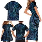 New Zealand Hammerhead Shark Family Matching Short Sleeve Bodycon Dress and Hawaiian Shirt Maori Haehae Mangopare Galaxy - Aussie Hoodie
