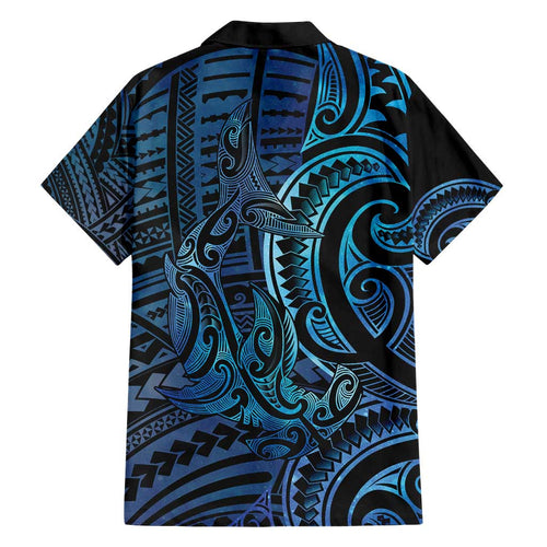 New Zealand Hammerhead Shark Family Matching Short Sleeve Bodycon Dress and Hawaiian Shirt Maori Haehae Mangopare Galaxy - Aussie Hoodie