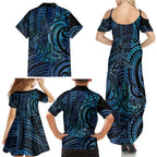 New Zealand Hammerhead Shark Family Matching Summer Maxi Dress and Hawaiian Shirt Maori Haehae Mangopare Galaxy - Aussie Hoodie