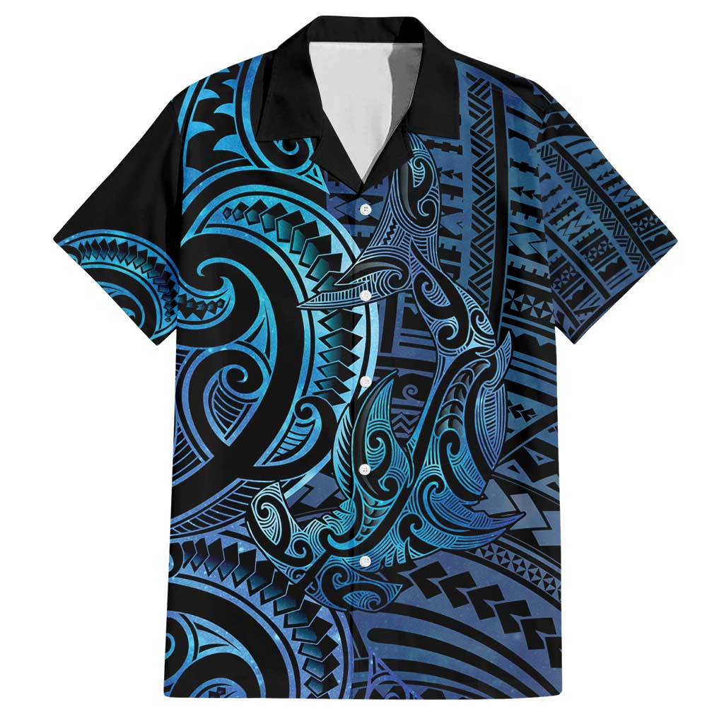 New Zealand Hammerhead Shark Family Matching Summer Maxi Dress and Hawaiian Shirt Maori Haehae Mangopare Galaxy - Aussie Hoodie