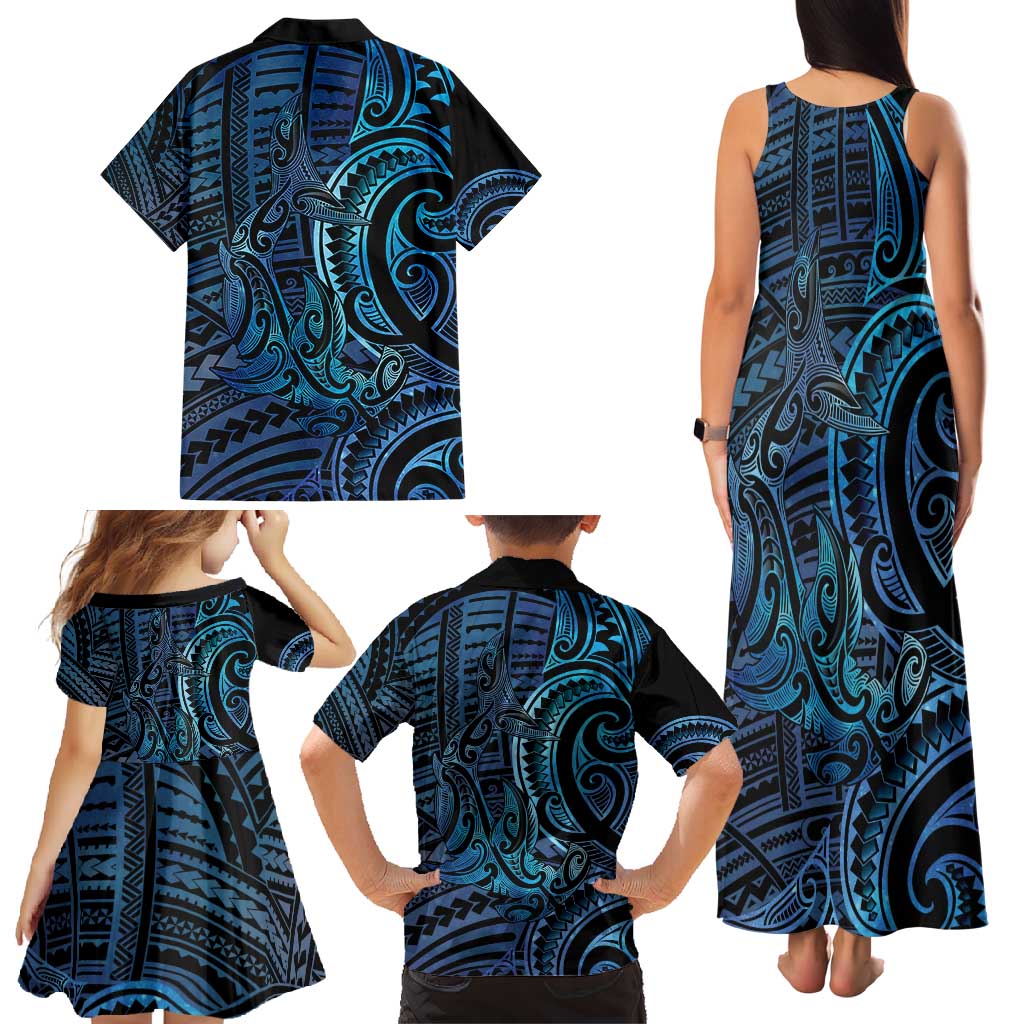 New Zealand Hammerhead Shark Family Matching Tank Maxi Dress and Hawaiian Shirt Maori Haehae Mangopare Galaxy - Aussie Hoodie