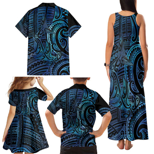 New Zealand Hammerhead Shark Family Matching Tank Maxi Dress and Hawaiian Shirt Maori Haehae Mangopare Galaxy - Aussie Hoodie