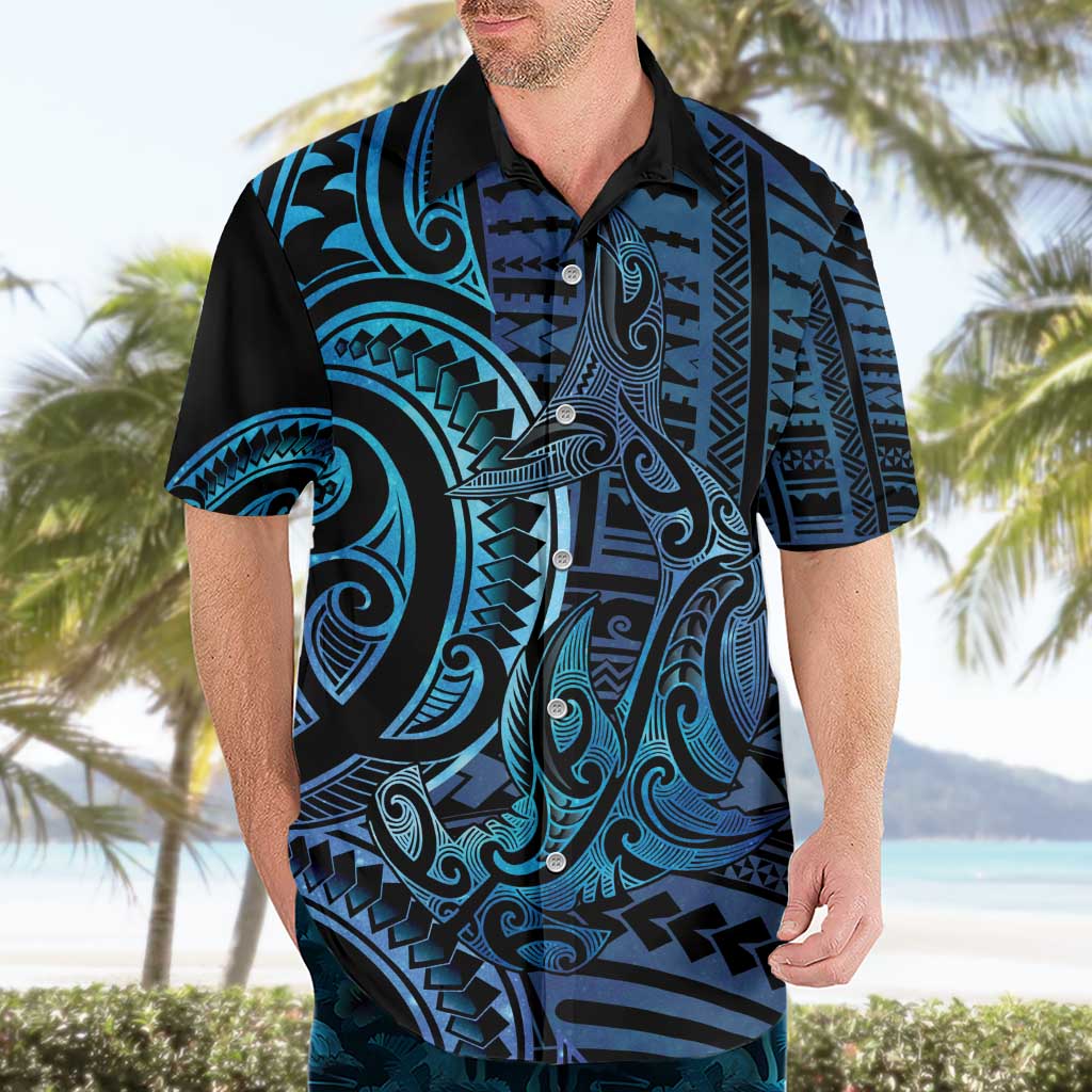 New Zealand Hammerhead Shark Hawaiian Shirt Maori Haehae Mangopare Galaxy - Aussie Hoodie