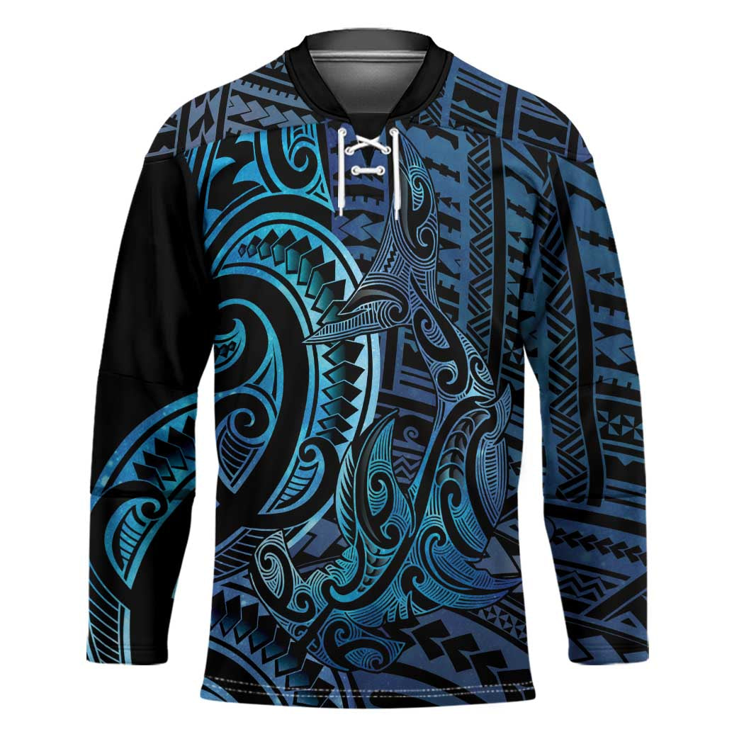 New Zealand Hammerhead Shark Hockey Jersey Maori Haehae Mangopare Galaxy - Aussie Hoodie