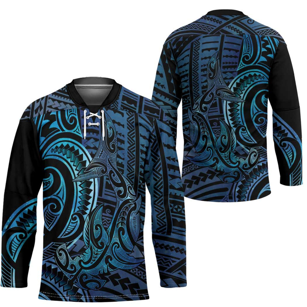 New Zealand Hammerhead Shark Hockey Jersey Maori Haehae Mangopare Galaxy - Aussie Hoodie