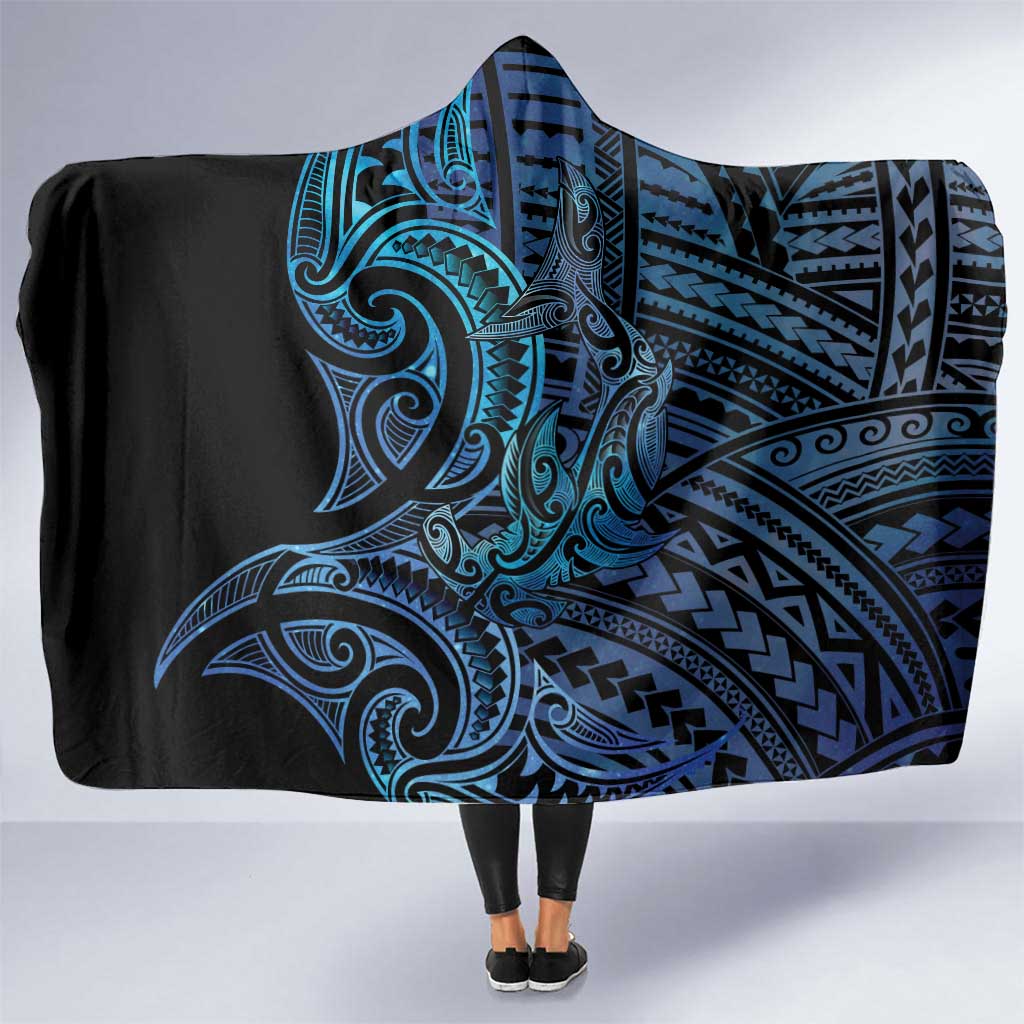 New Zealand Hammerhead Shark Hooded Blanket Maori Haehae Mangopare Galaxy - Aussie Hoodie