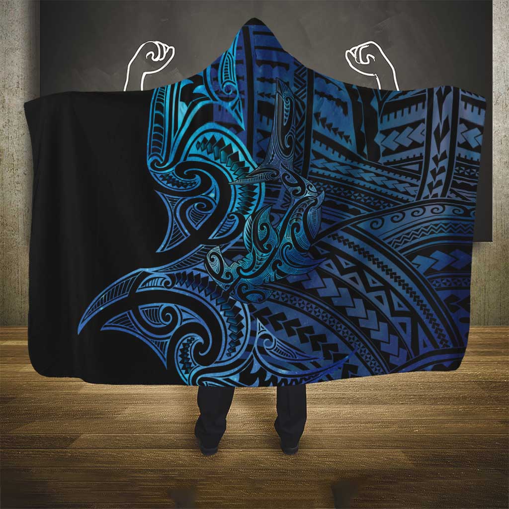New Zealand Hammerhead Shark Hooded Blanket Maori Haehae Mangopare Galaxy - Aussie Hoodie