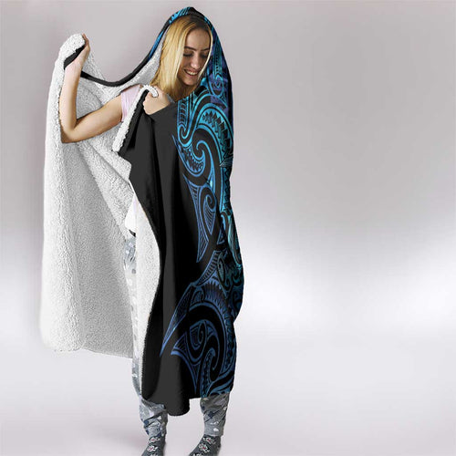 New Zealand Hammerhead Shark Hooded Blanket Maori Haehae Mangopare Galaxy - Aussie Hoodie