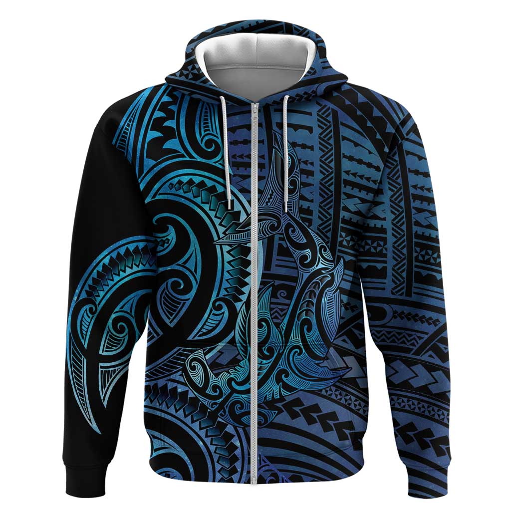 New Zealand Hammerhead Shark Hoodie Maori Haehae Mangopare Galaxy - Aussie Hoodie