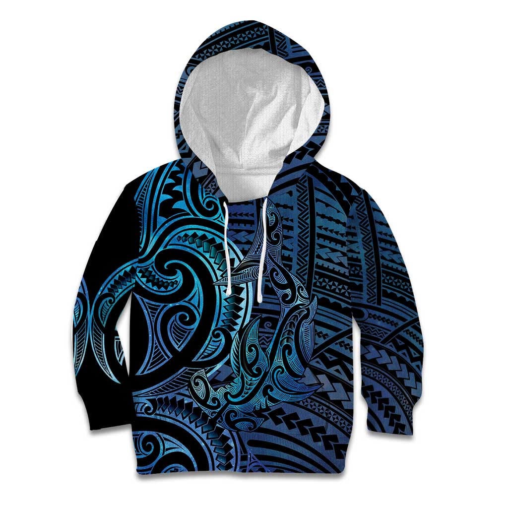 New Zealand Hammerhead Shark Kid Hoodie Maori Haehae Mangopare Galaxy - Aussie Hoodie