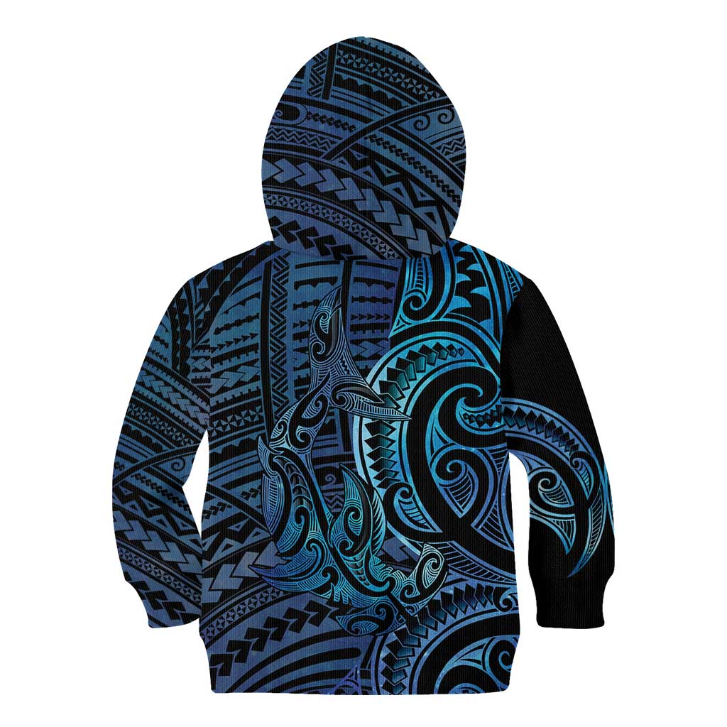 New Zealand Hammerhead Shark Kid Hoodie Maori Haehae Mangopare Galaxy - Aussie Hoodie