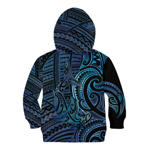 New Zealand Hammerhead Shark Kid Hoodie Maori Haehae Mangopare Galaxy - Aussie Hoodie