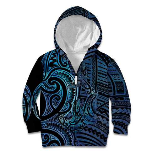 New Zealand Hammerhead Shark Kid Hoodie Maori Haehae Mangopare Galaxy - Aussie Hoodie