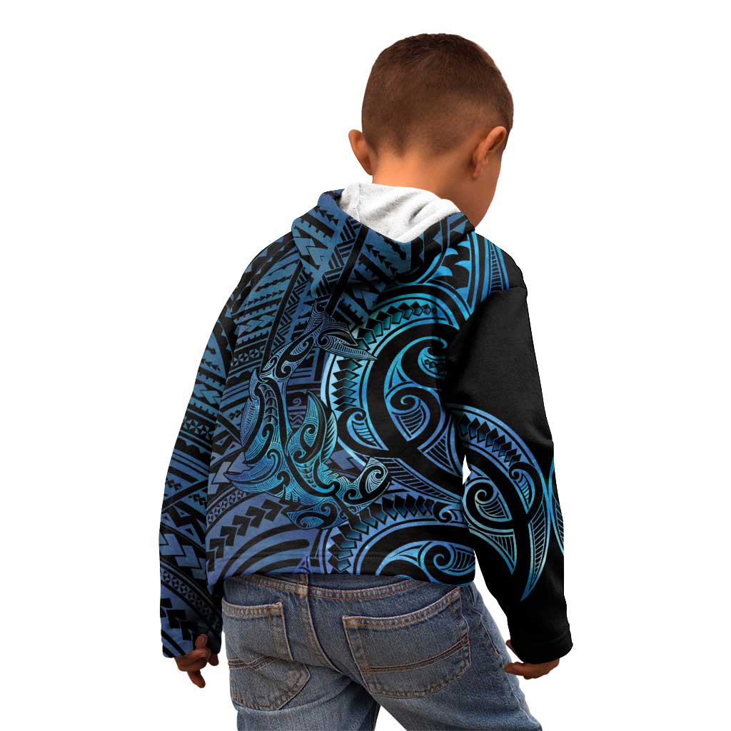 New Zealand Hammerhead Shark Kid Hoodie Maori Haehae Mangopare Galaxy - Aussie Hoodie