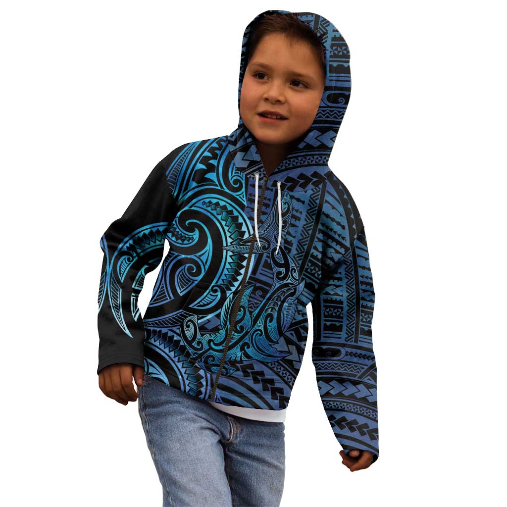 New Zealand Hammerhead Shark Kid Hoodie Maori Haehae Mangopare Galaxy - Aussie Hoodie