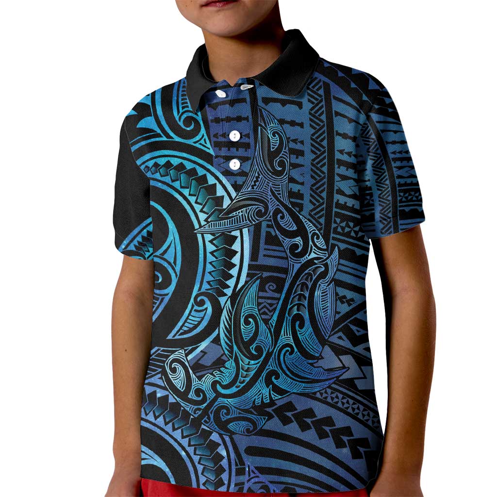 New Zealand Hammerhead Shark Kid Polo Shirt Maori Haehae Mangopare Galaxy - Aussie Hoodie