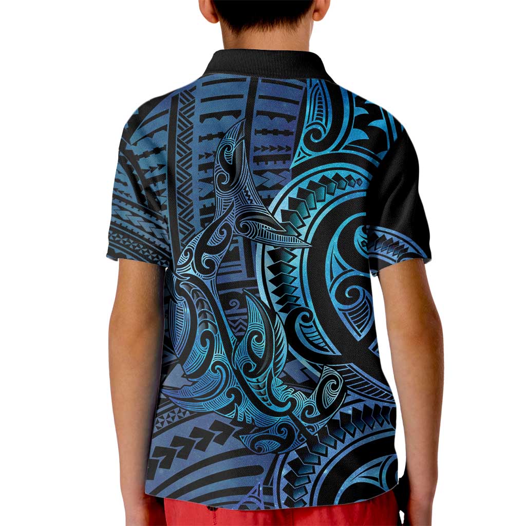 New Zealand Hammerhead Shark Kid Polo Shirt Maori Haehae Mangopare Galaxy - Aussie Hoodie