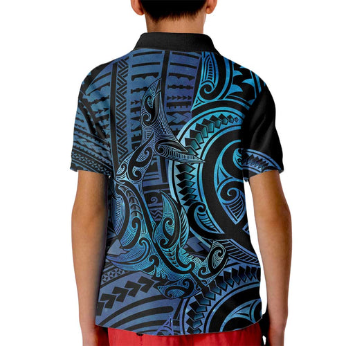 New Zealand Hammerhead Shark Kid Polo Shirt Maori Haehae Mangopare Galaxy - Aussie Hoodie