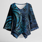 New Zealand Hammerhead Shark Kimono Sleeve Blouse Maori Haehae Mangopare Galaxy - Aussie Hoodie