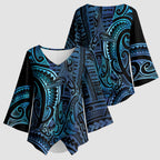 New Zealand Hammerhead Shark Kimono Sleeve Blouse Maori Haehae Mangopare Galaxy - Aussie Hoodie