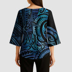 New Zealand Hammerhead Shark Kimono Sleeve Blouse Maori Haehae Mangopare Galaxy - Aussie Hoodie