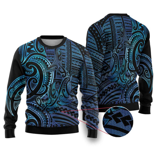 New Zealand Hammerhead Shark Ugly Christmas Sweater Maori Haehae Mangopare Galaxy - Aussie Hoodie
