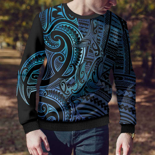 New Zealand Hammerhead Shark Ugly Christmas Sweater Maori Haehae Mangopare Galaxy - Aussie Hoodie