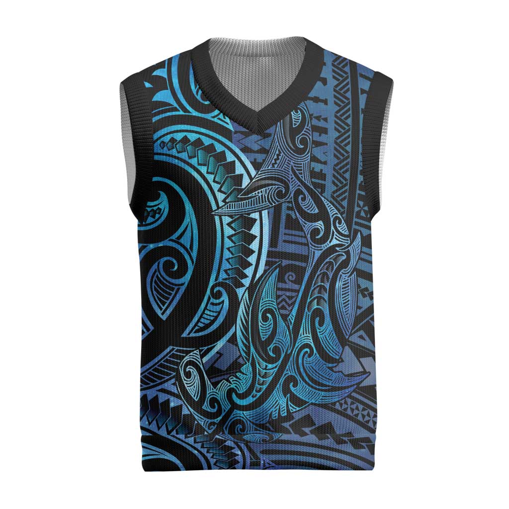 New Zealand Hammerhead Shark Christmas Knitted V-Neck Vest Maori Haehae Mangopare Galaxy - Aussie Hoodie