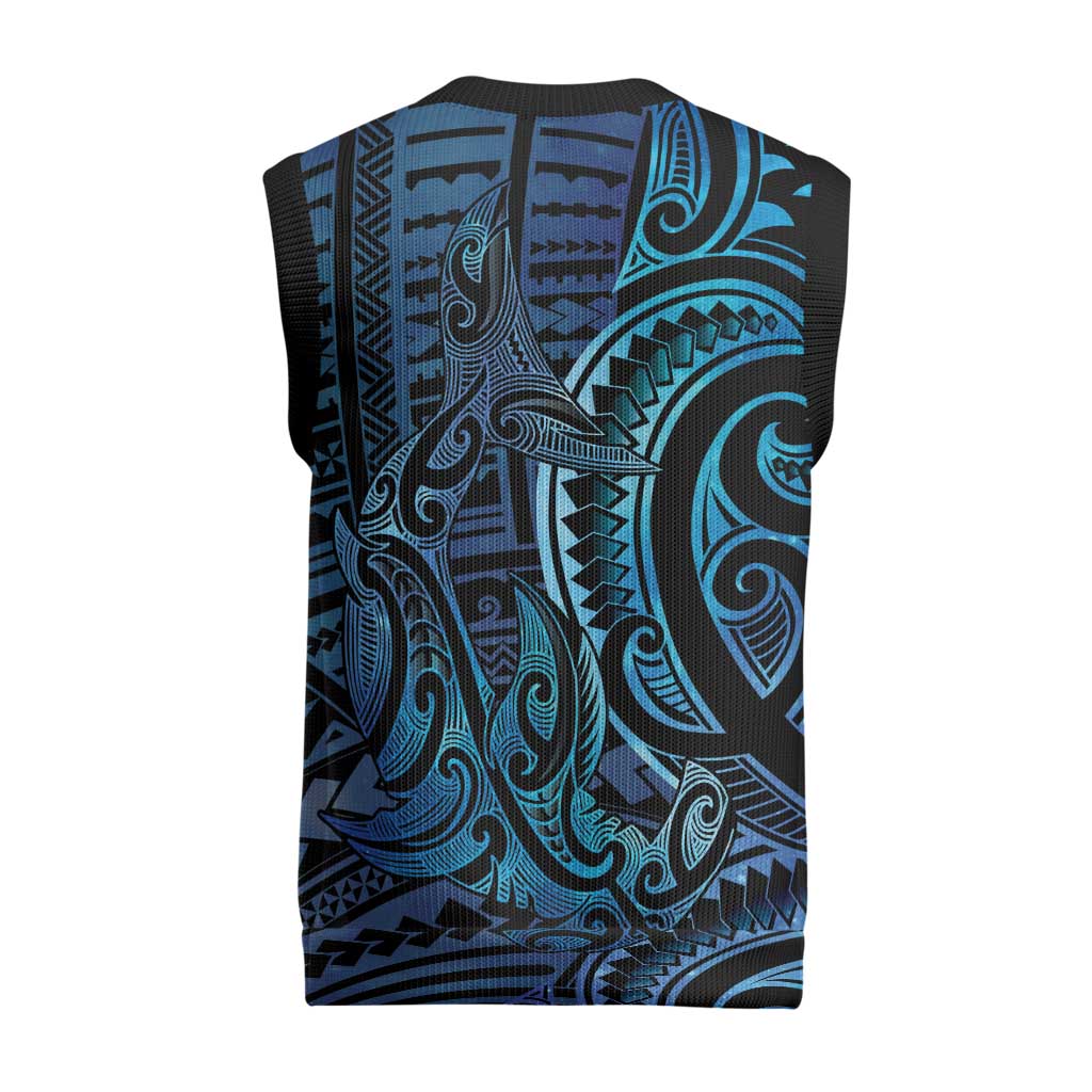 New Zealand Hammerhead Shark Christmas Knitted V-Neck Vest Maori Haehae Mangopare Galaxy - Aussie Hoodie