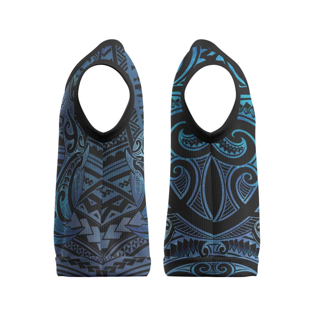 New Zealand Hammerhead Shark Christmas Knitted V-Neck Vest Maori Haehae Mangopare Galaxy - Aussie Hoodie