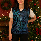 New Zealand Hammerhead Shark Christmas Knitted V-Neck Vest Maori Haehae Mangopare Galaxy - Aussie Hoodie