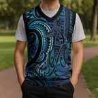 New Zealand Hammerhead Shark Christmas Knitted V-Neck Vest Maori Haehae Mangopare Galaxy - Aussie Hoodie
