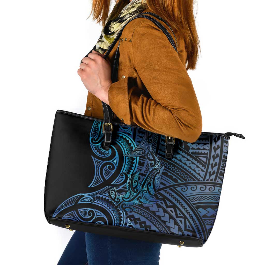 New Zealand Hammerhead Shark Leather Tote Bag Maori Haehae Mangopare Galaxy - Aussie Hoodie