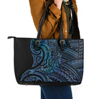 New Zealand Hammerhead Shark Leather Tote Bag Maori Haehae Mangopare Galaxy - Aussie Hoodie