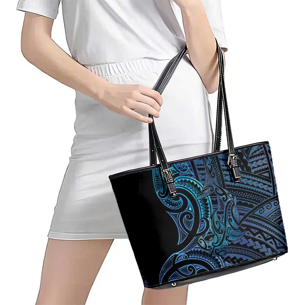 New Zealand Hammerhead Shark Leather Tote Bag Maori Haehae Mangopare Galaxy - Aussie Hoodie