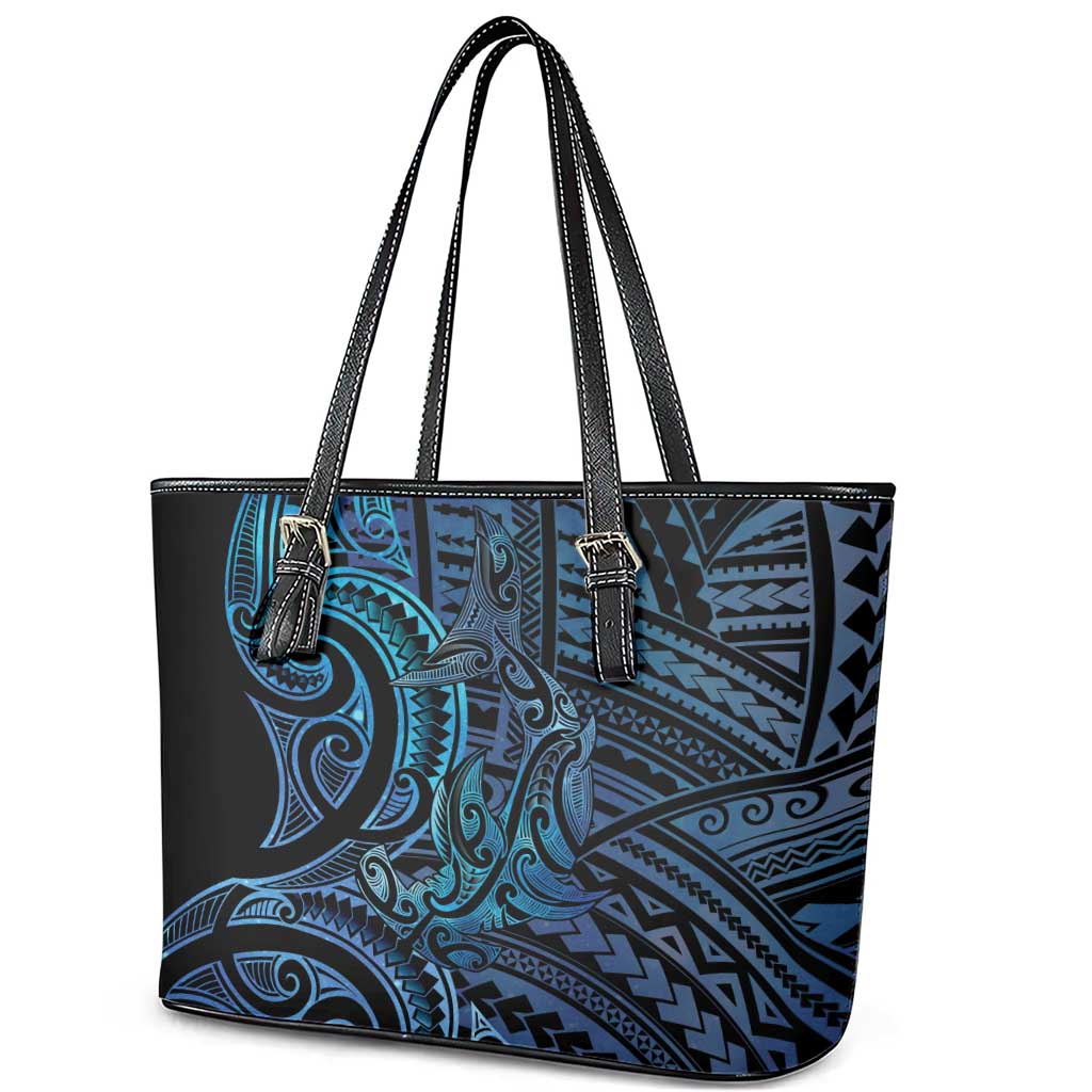 New Zealand Hammerhead Shark Leather Tote Bag Maori Haehae Mangopare Galaxy - Aussie Hoodie